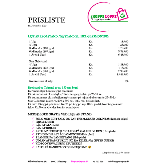 Reolstand Ekstra Hylder 26 UGER (ca. 6 måneder)